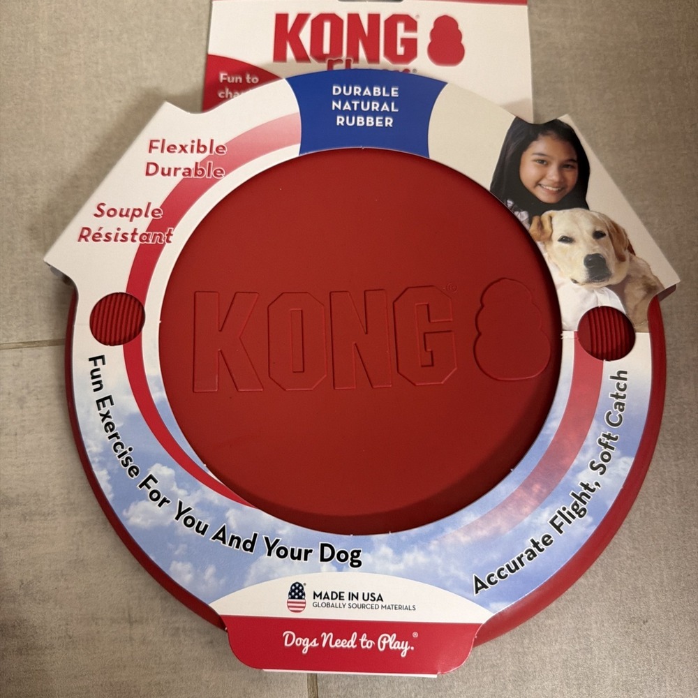 New KONG 26299 Flexible Flyer Frisbee LARGE 9" Durable Soft Rubber Dog Fetch Toy - Picture 3 of 5